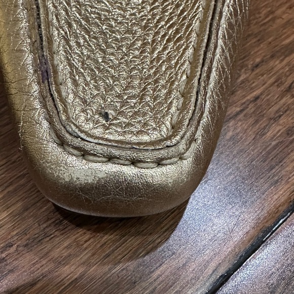 Prada Gold Pebbled Leather Loafers Made in Italy Size 37 main image 8